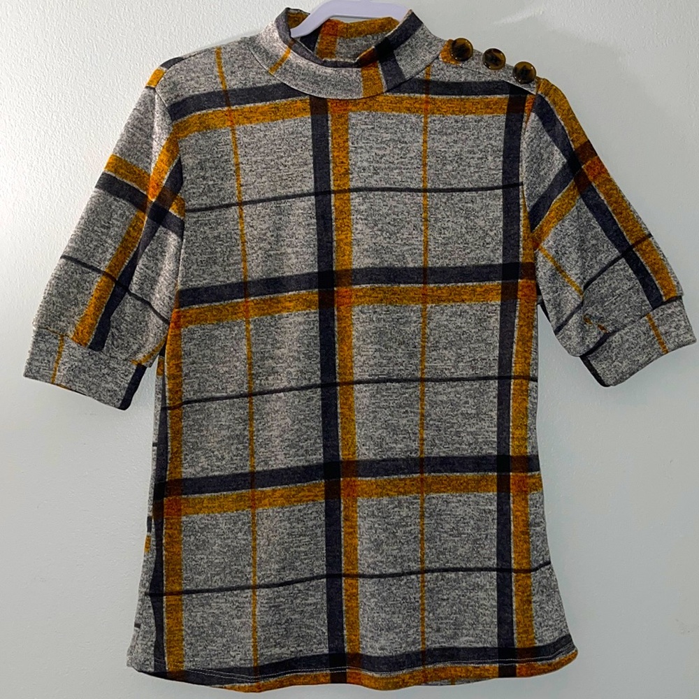 NWOT Olivia Blu, Plaid Short Sleeve Top, Size: L